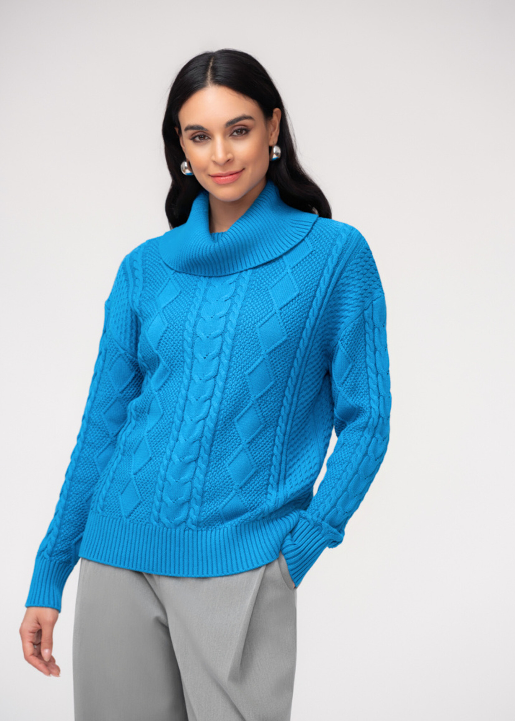 Elena Wang Elena Wang  Cowl Neck Cable Sweater