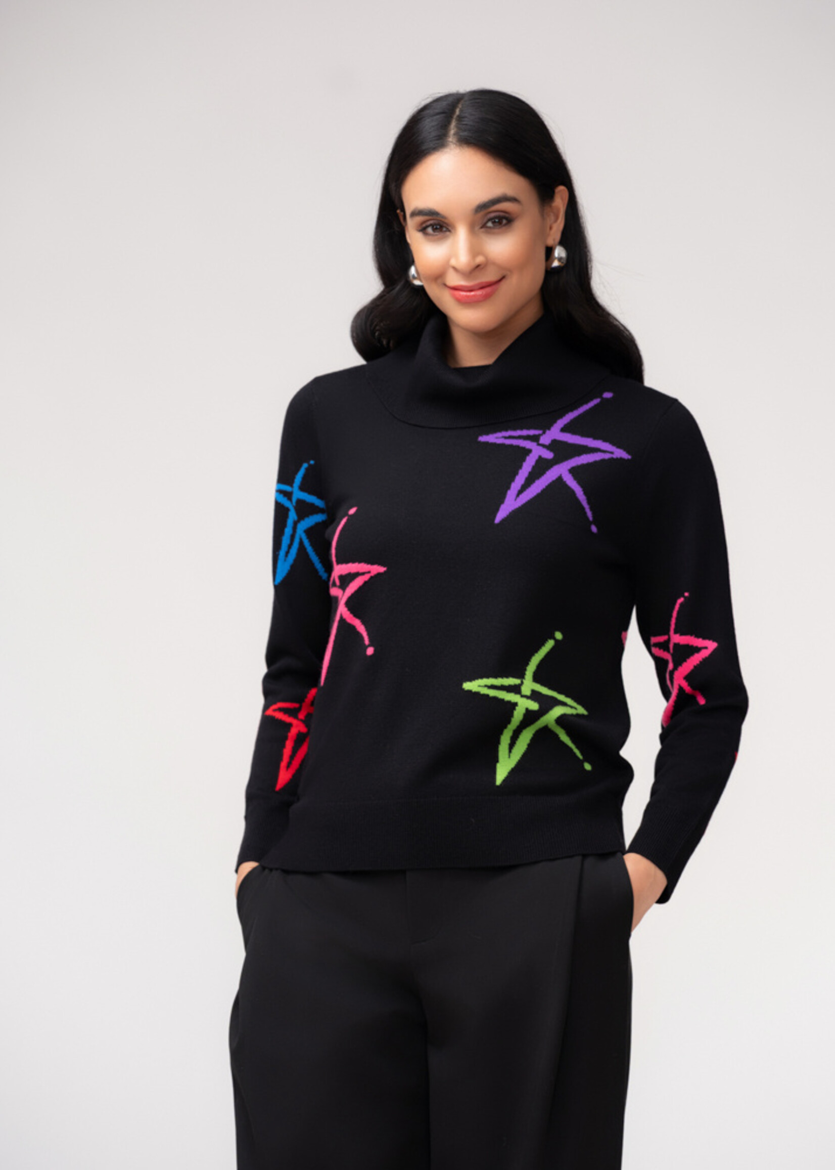 Elena Wang Elena Wang  Coloured Stars Cowl Neck Sweater