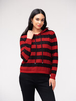Elena Wang EW37042 Striped Knit Hoodie