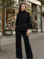PURE PURE Cowl Neck Top with Gold Piping