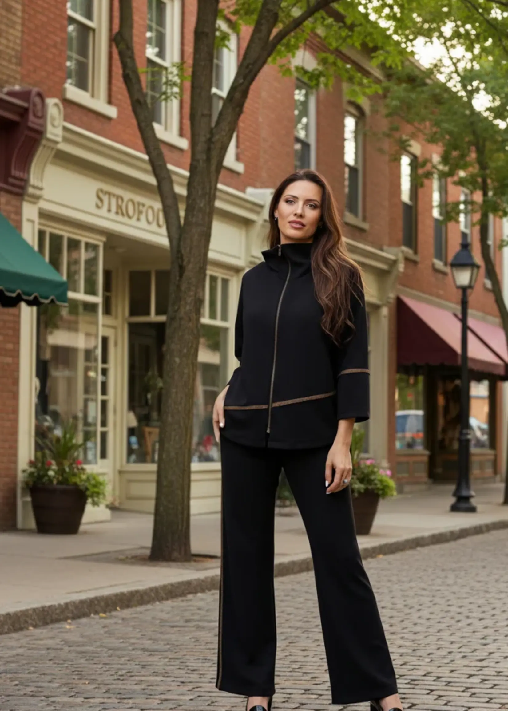 PURE PURE Athleisure Pull On Pant with Gold Piping