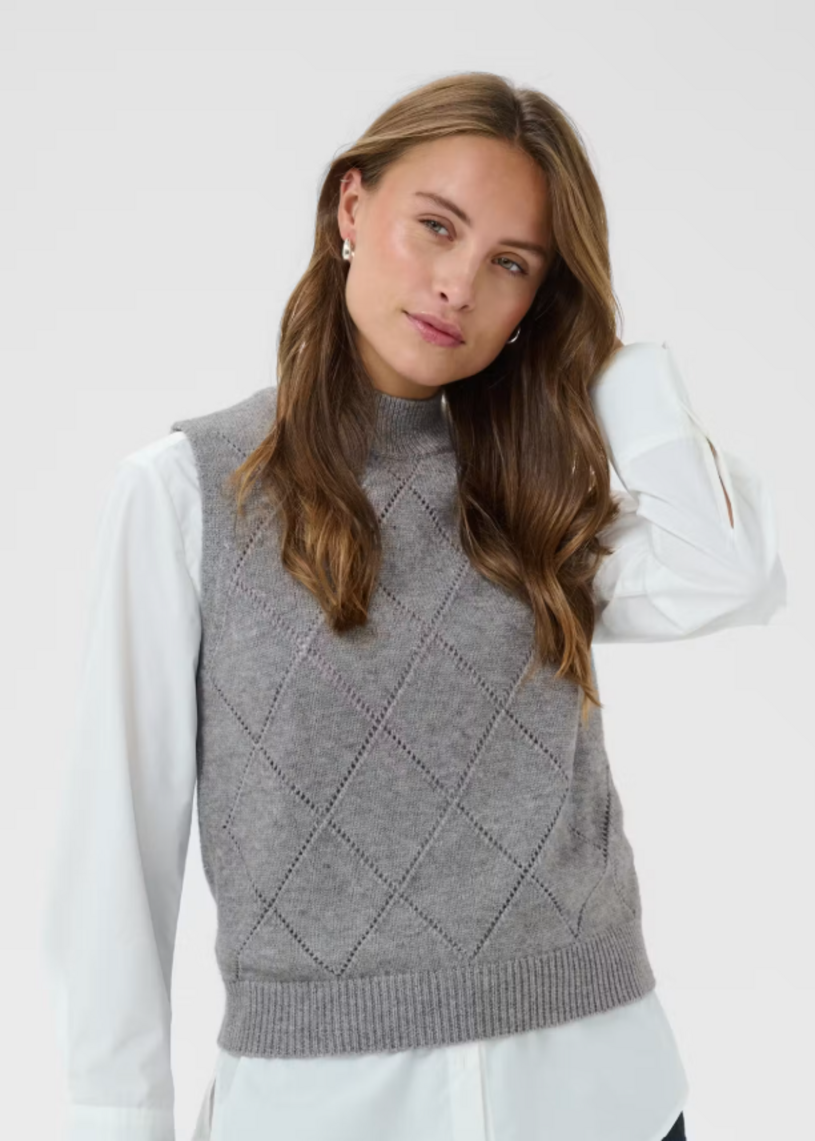 Saint Tropez Saint Tropez Theresa Diamond Knit Vest
