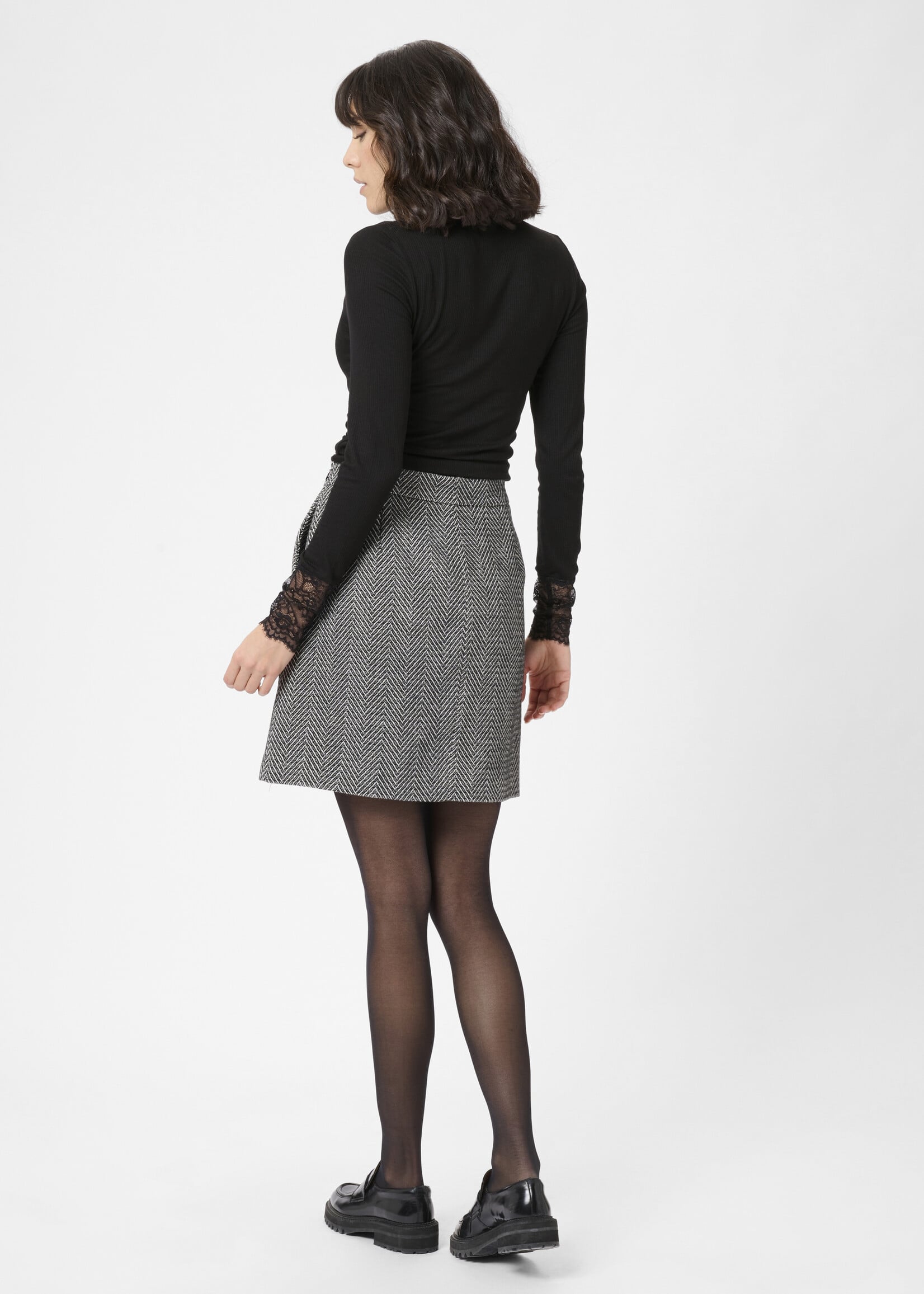 Kaffe Kaffe Omi Lace Sleeve Detail Mock Neck Top