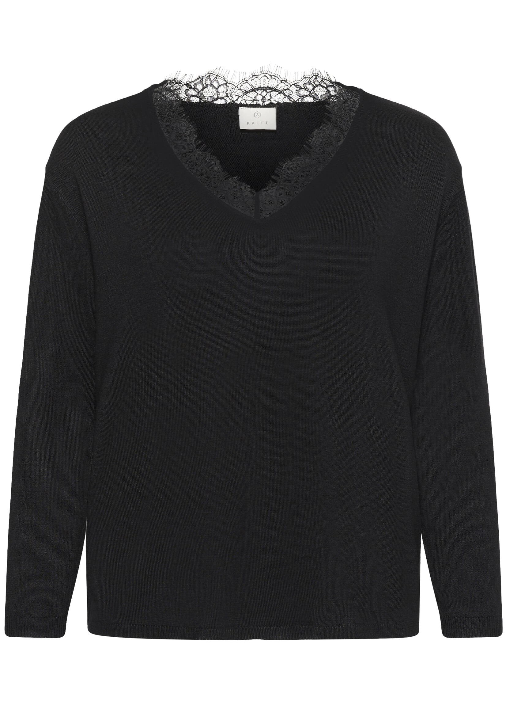 Kaffe Kaffe Lizza Lace Trimmed Vneck Top