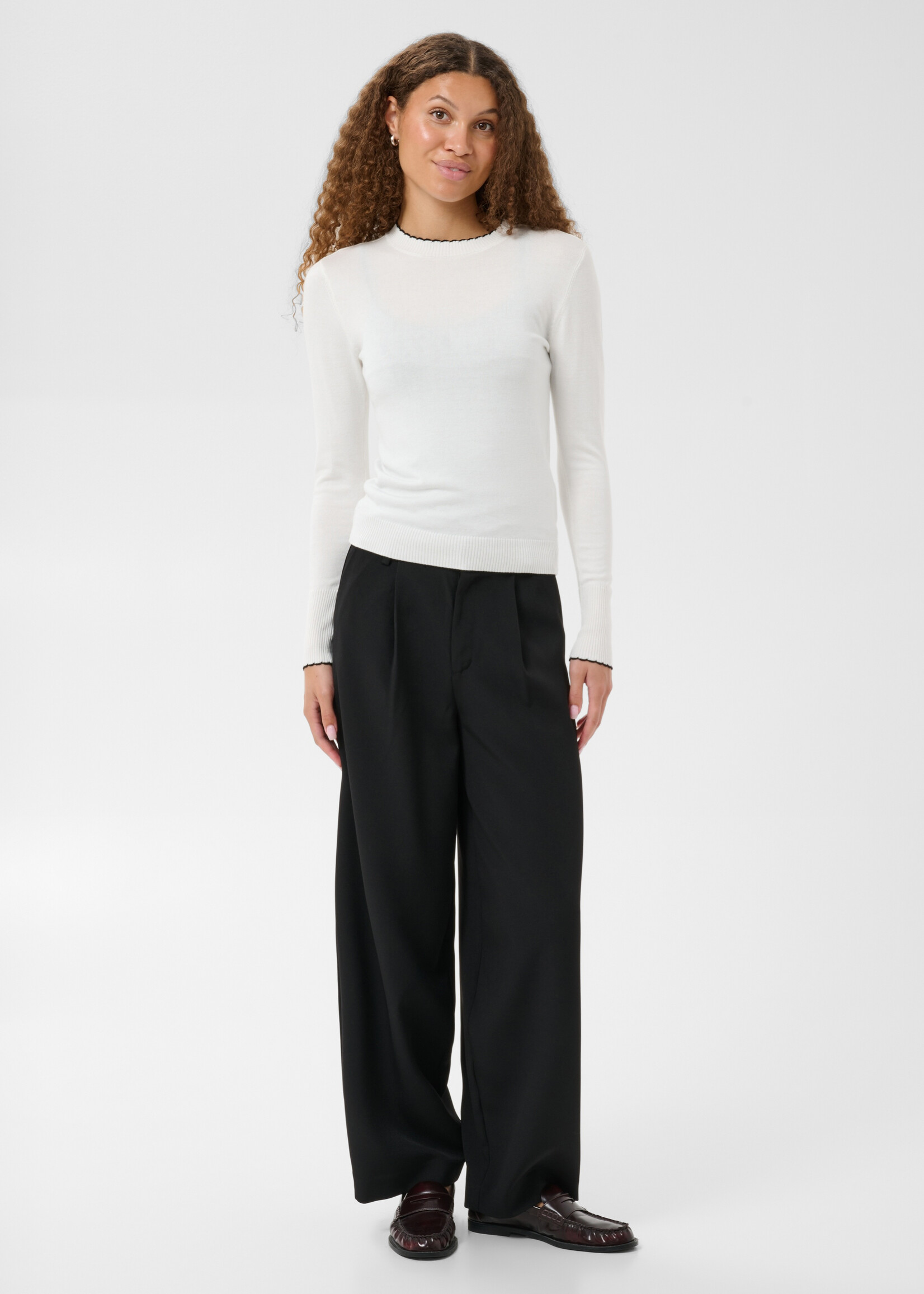 Kaffe Kaffe Lizza Scalloped Crew Sweater