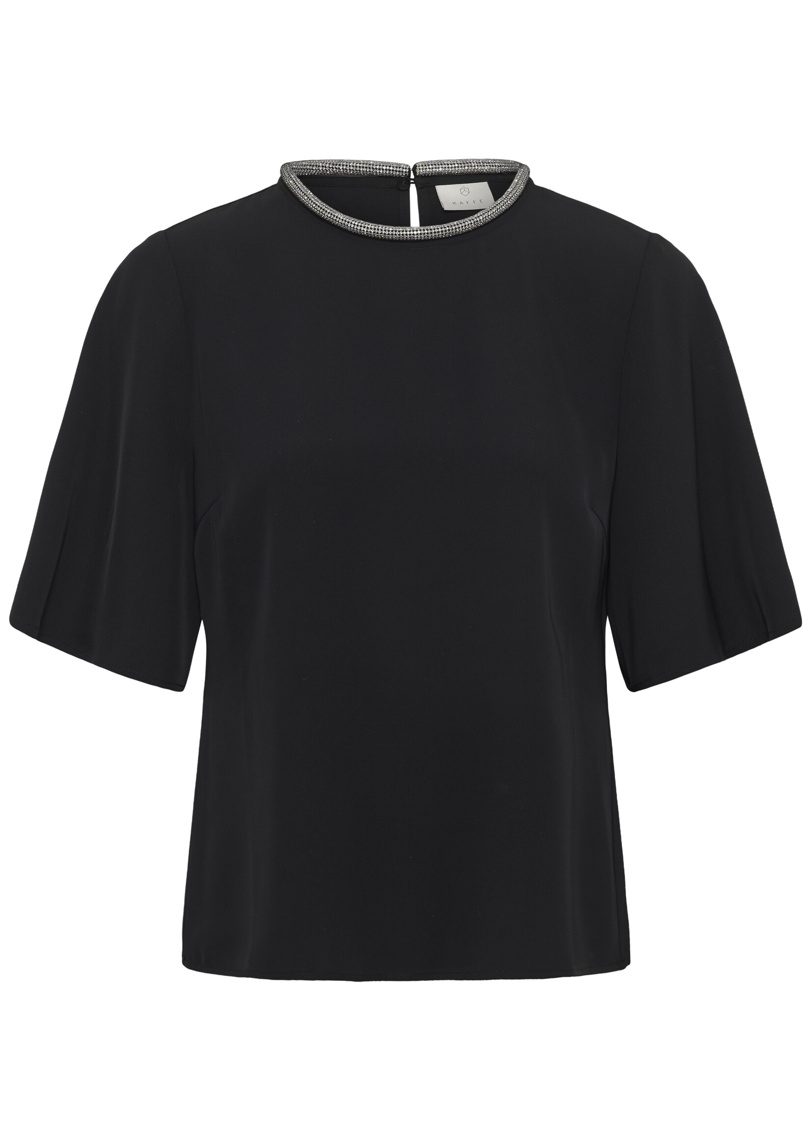 Kaffe Kaffe  Alia Sparkle Neckline Short Slv Top