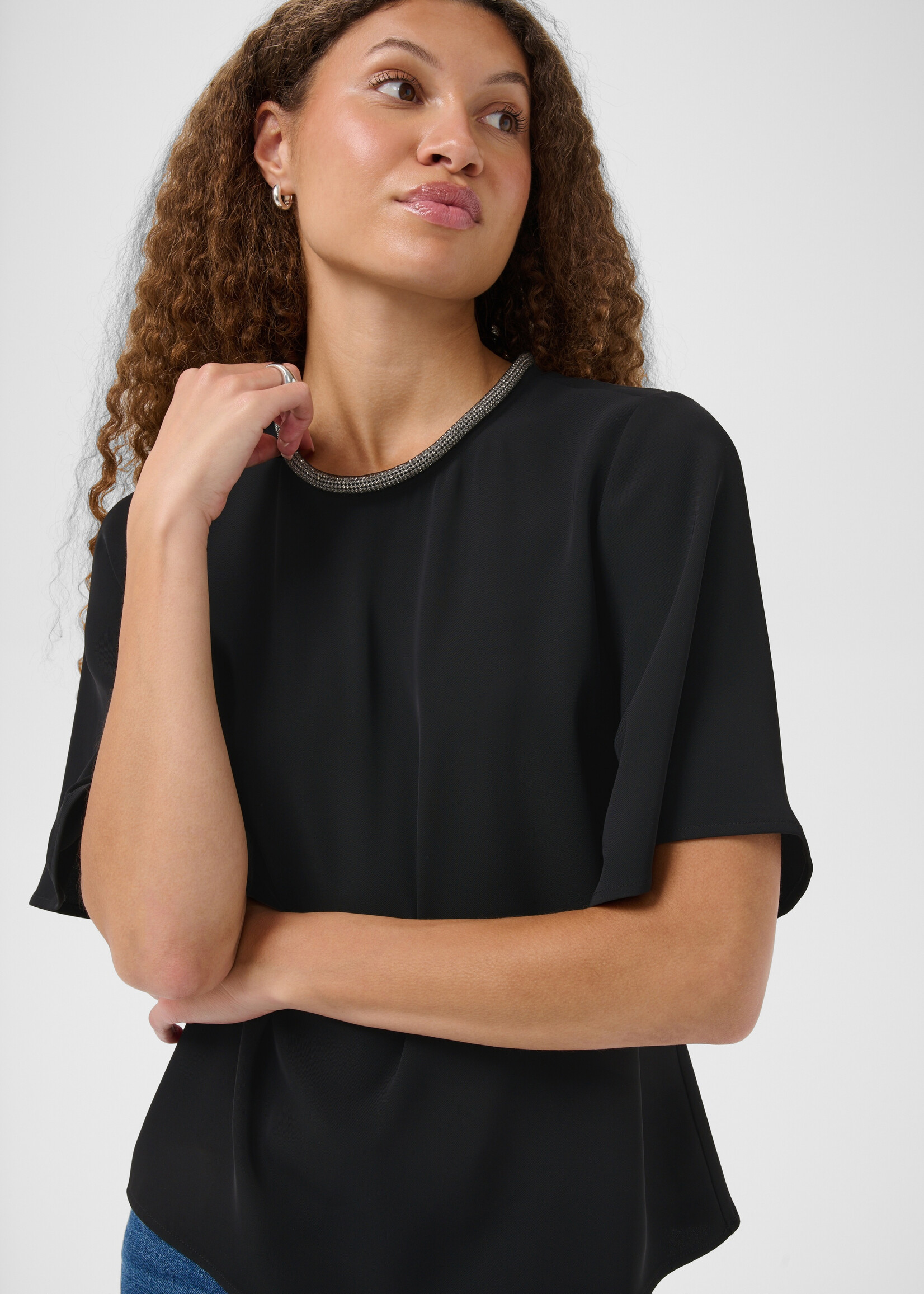 Kaffe Kaffe  Alia Sparkle Neckline Short Slv Top