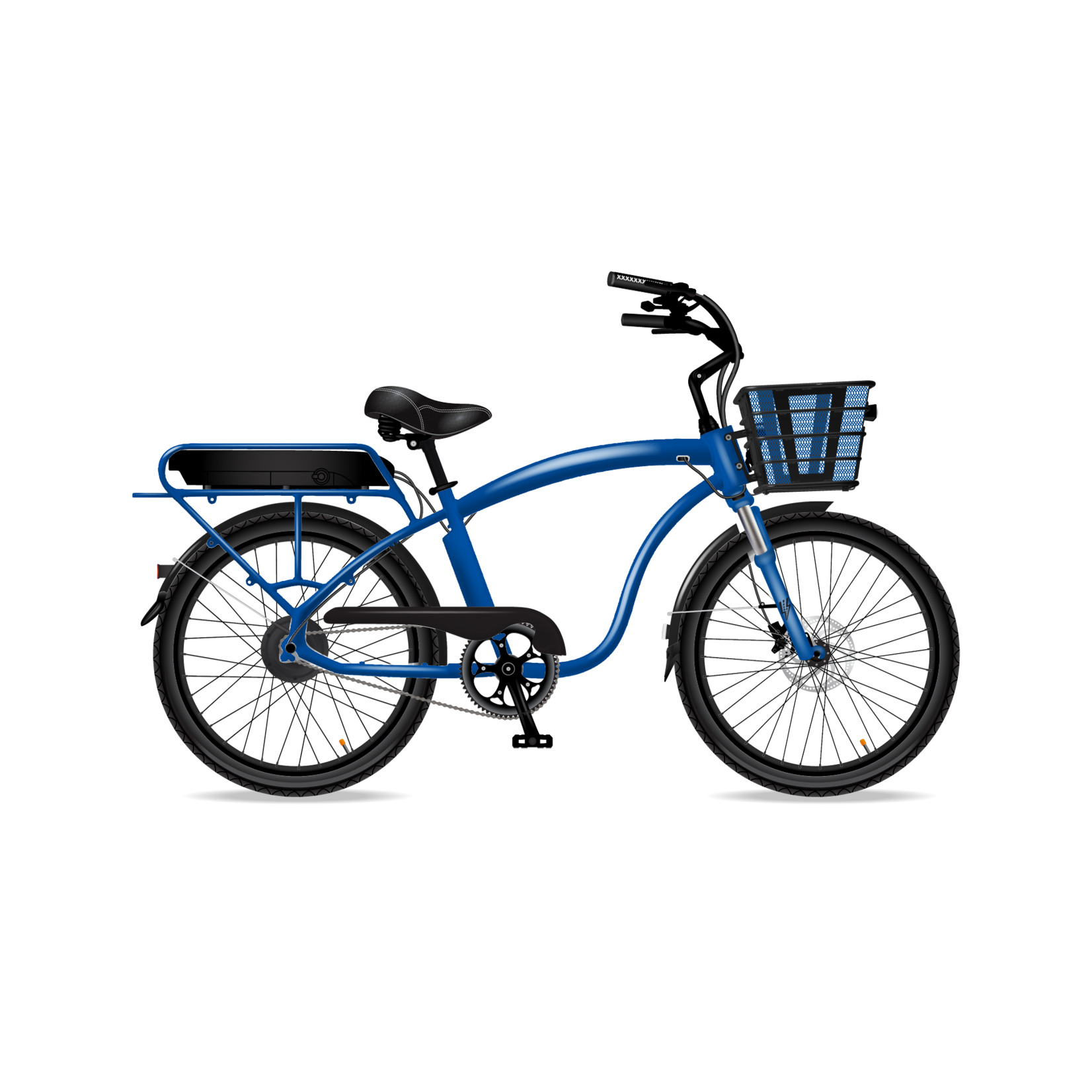 Electric Bike Company EBC Model C - Cobalt Metallic, Dual Throttle, Basket, Rack
