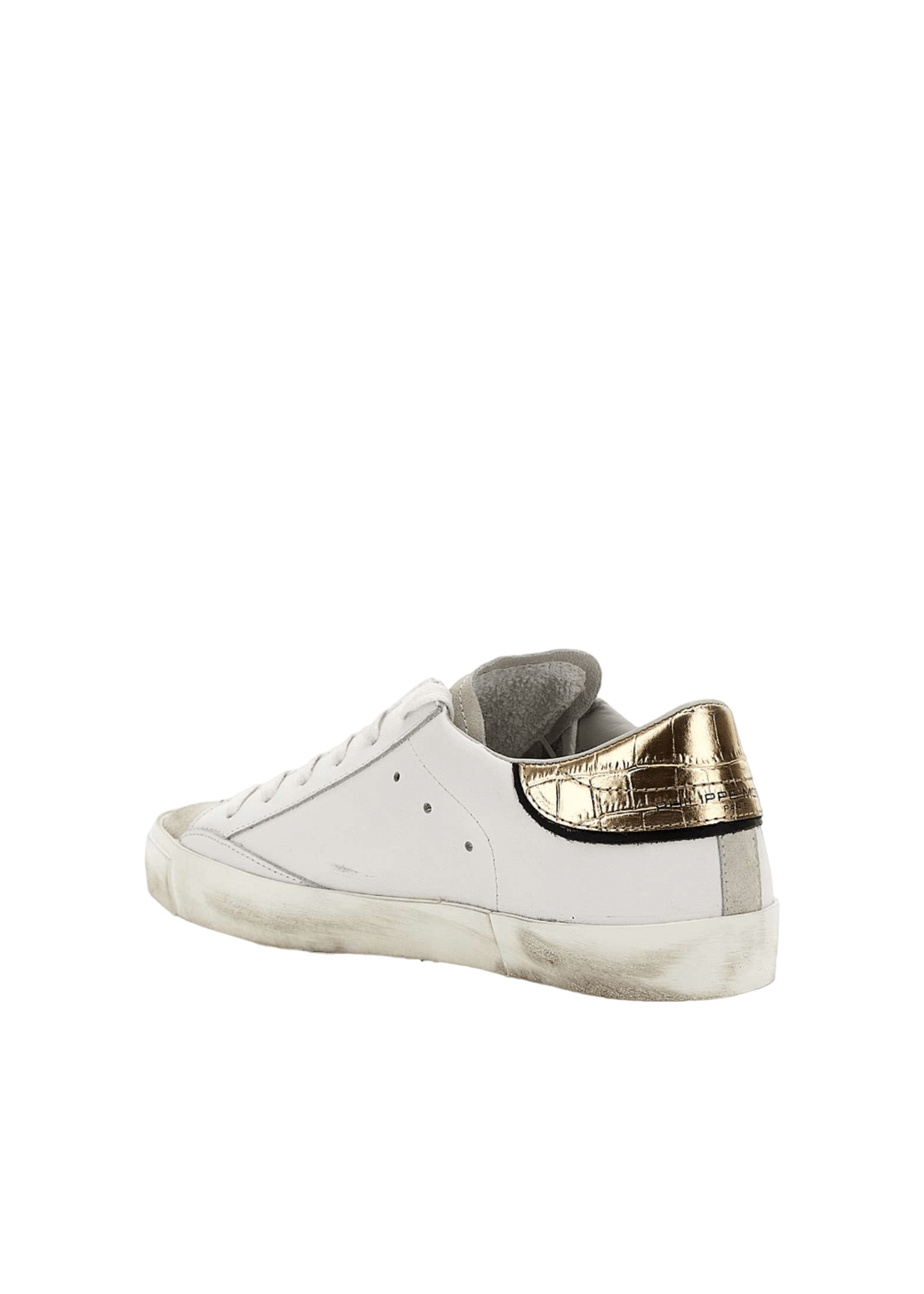 Philippe Model PRSX Sneaker - White & Gold Croc