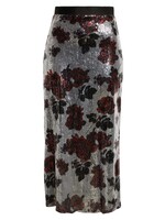 Smythe Sequin Midi Skirt - Silver Floral