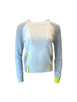 Brodie Side Wave Ivy Sweater - Super Grey, Organic White, & Acid Lime