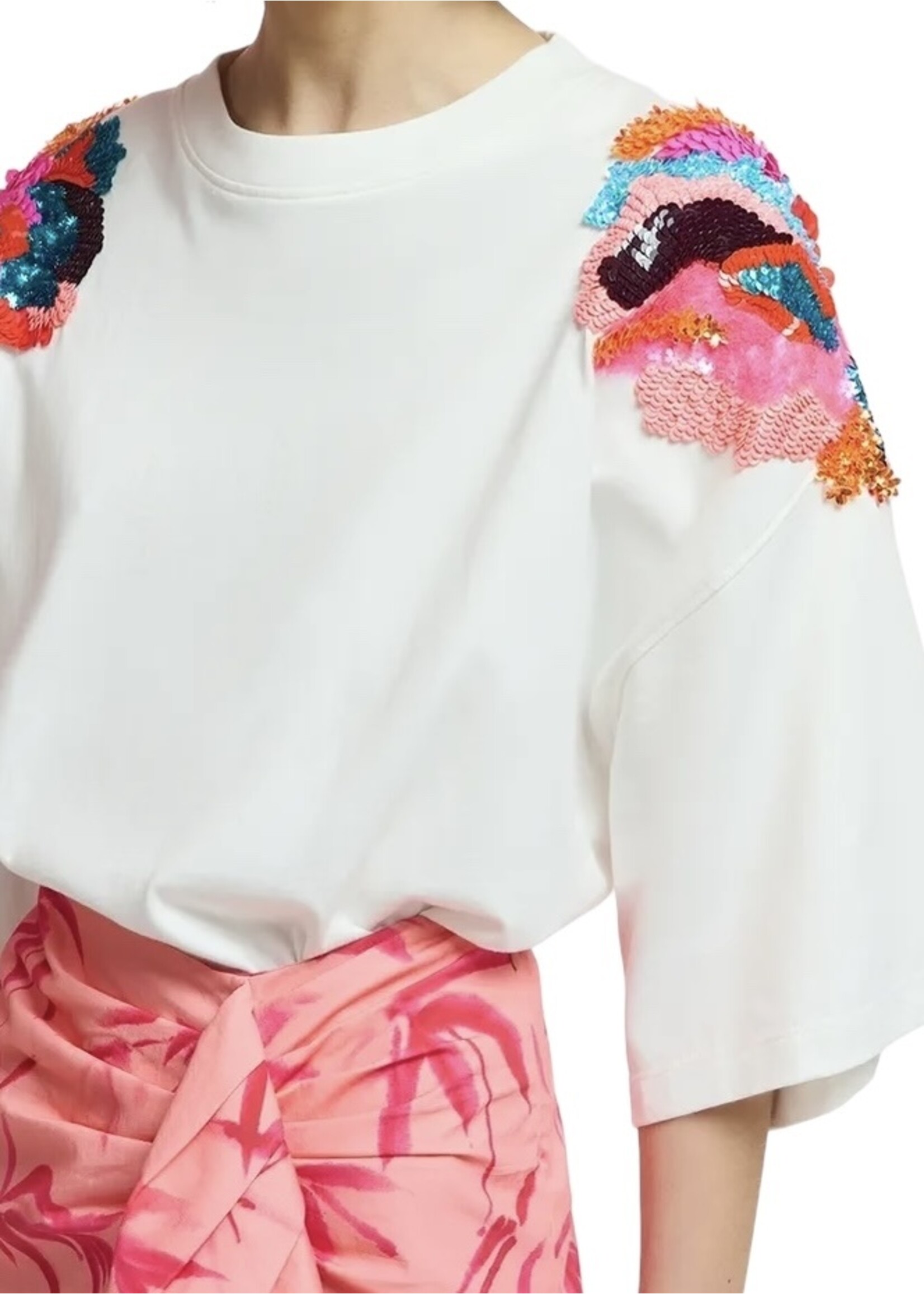 Essentiel Antwerp Fester Embroidered T-Shirt - Off White