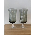 ATLVNTG Vintage Smokeglass Cut Goblets - Set of Two