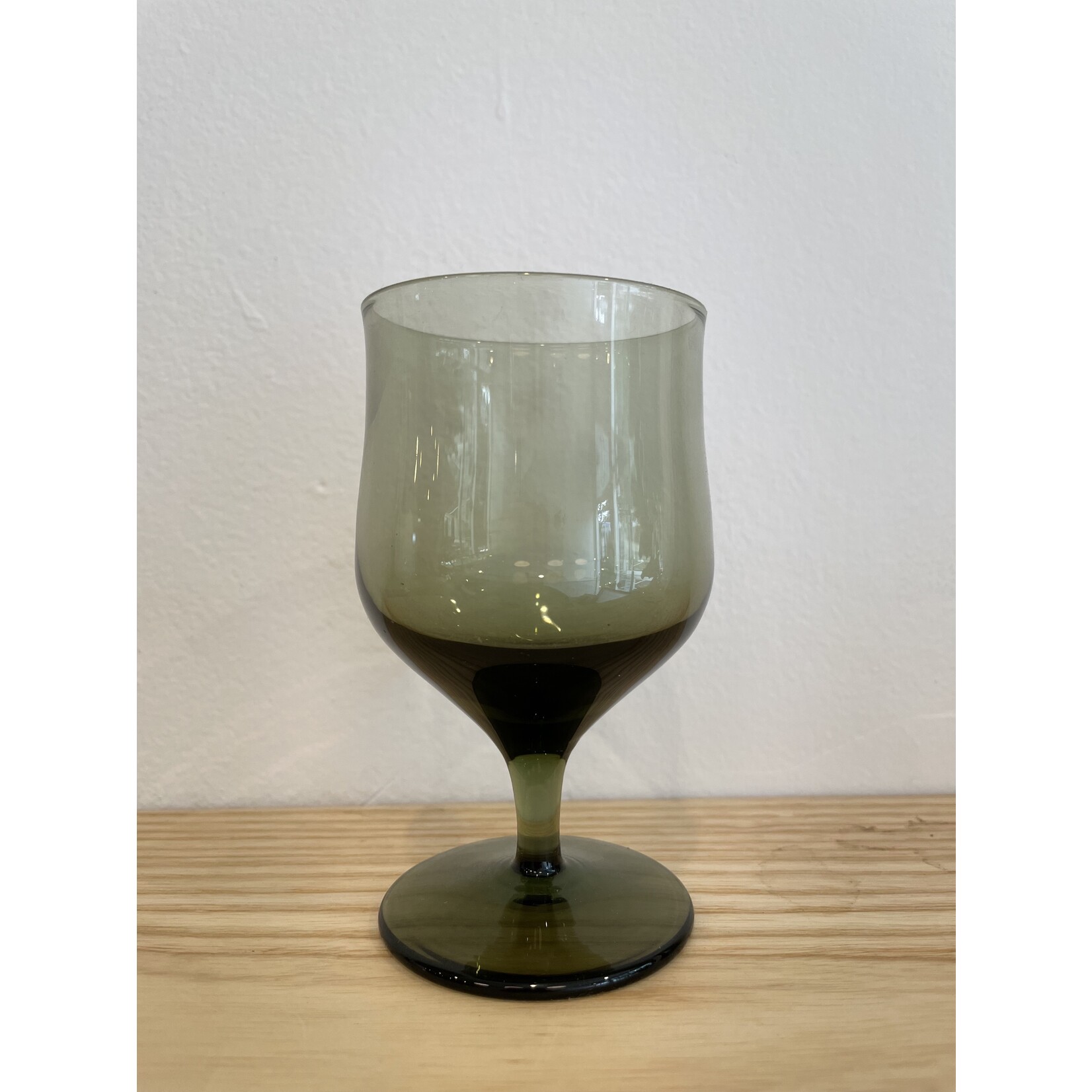 ATLVNTG Vintage Olive Green Glass Tasting Cordial - Single