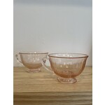 ATLVNTG Pair of Vintage Pink Glass Tea Cups - Set of 2