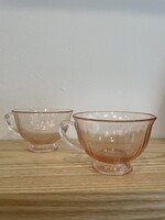 ATLVNTG Pair of Vintage Pink Glass Tea Cups - Set of 2