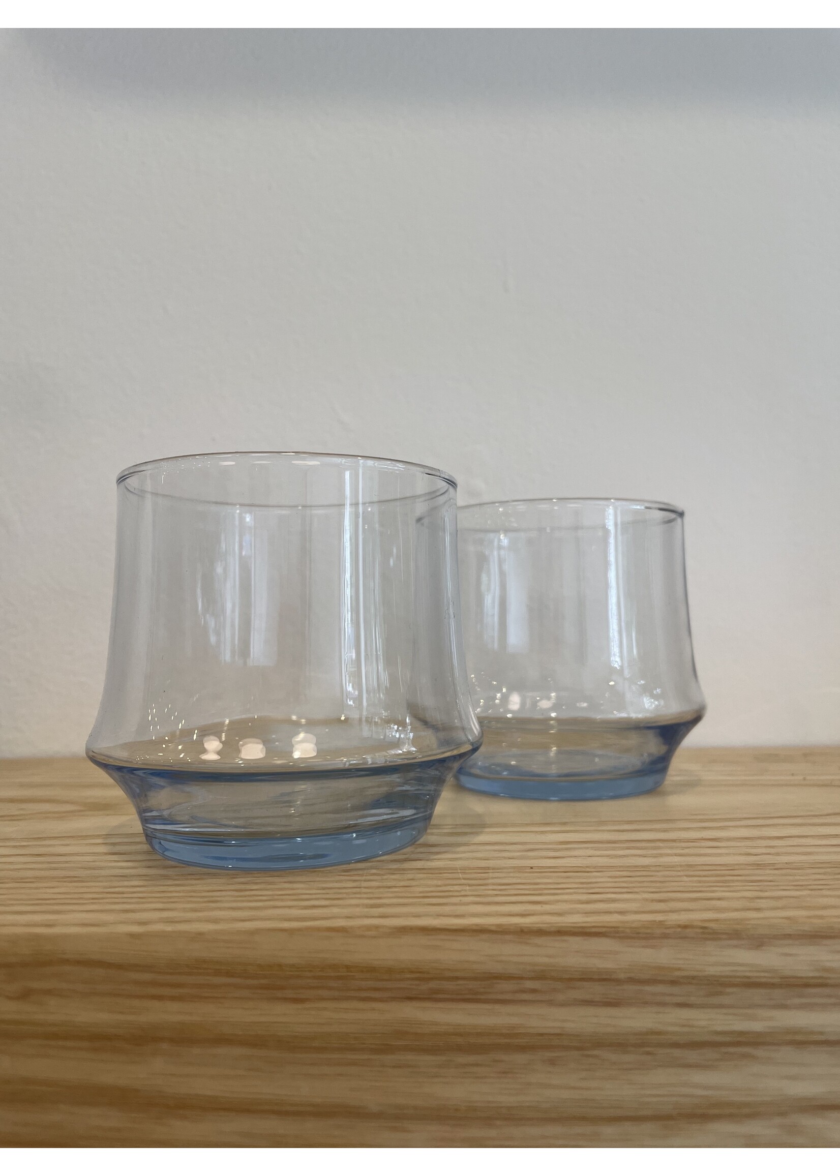 ATLVNTG Set of Two Vintage Blue Low Ball / Rocks Glasses