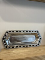 ATLVNTG Vintage Inlaid Black and White Shell Bar/Vanity Tray