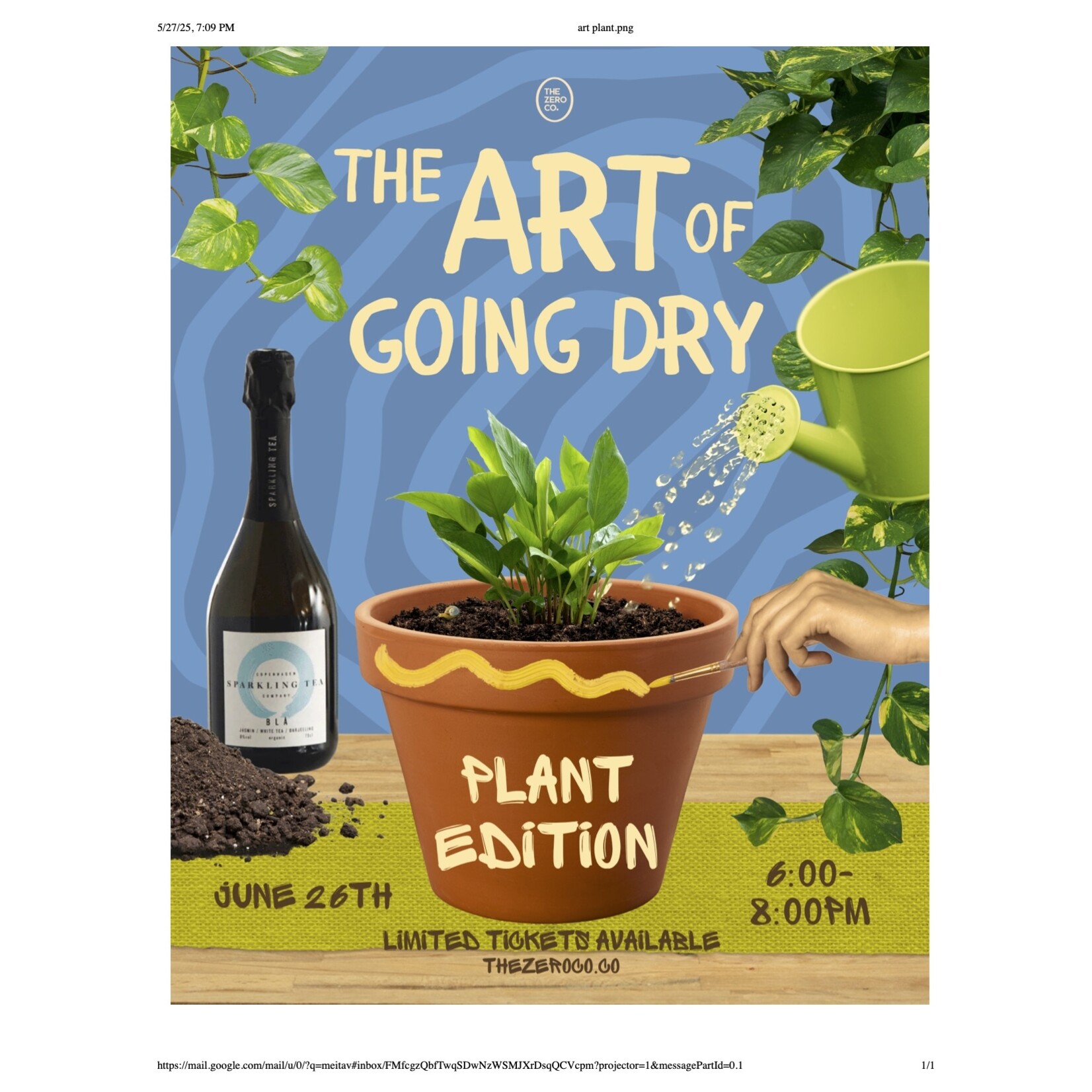 The Art of Going Dry: Paint + Plant  with Copenhagen Sparkling Tea 6/26  @ 6pm