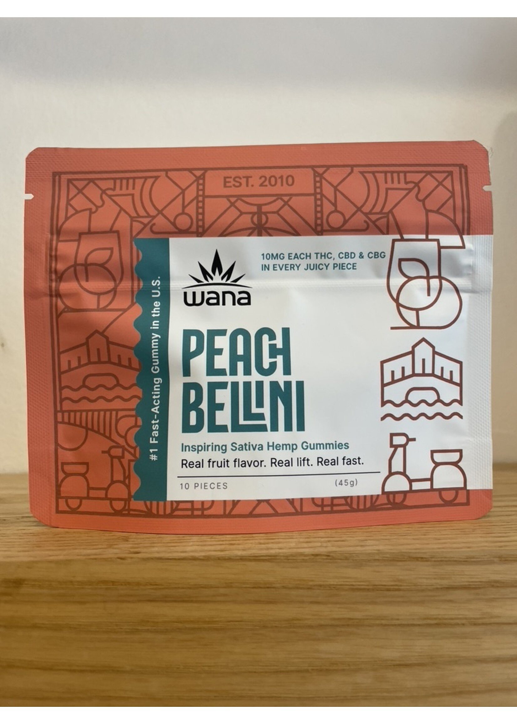 Wana Wana Peach Bellini Gummies 10MG THC