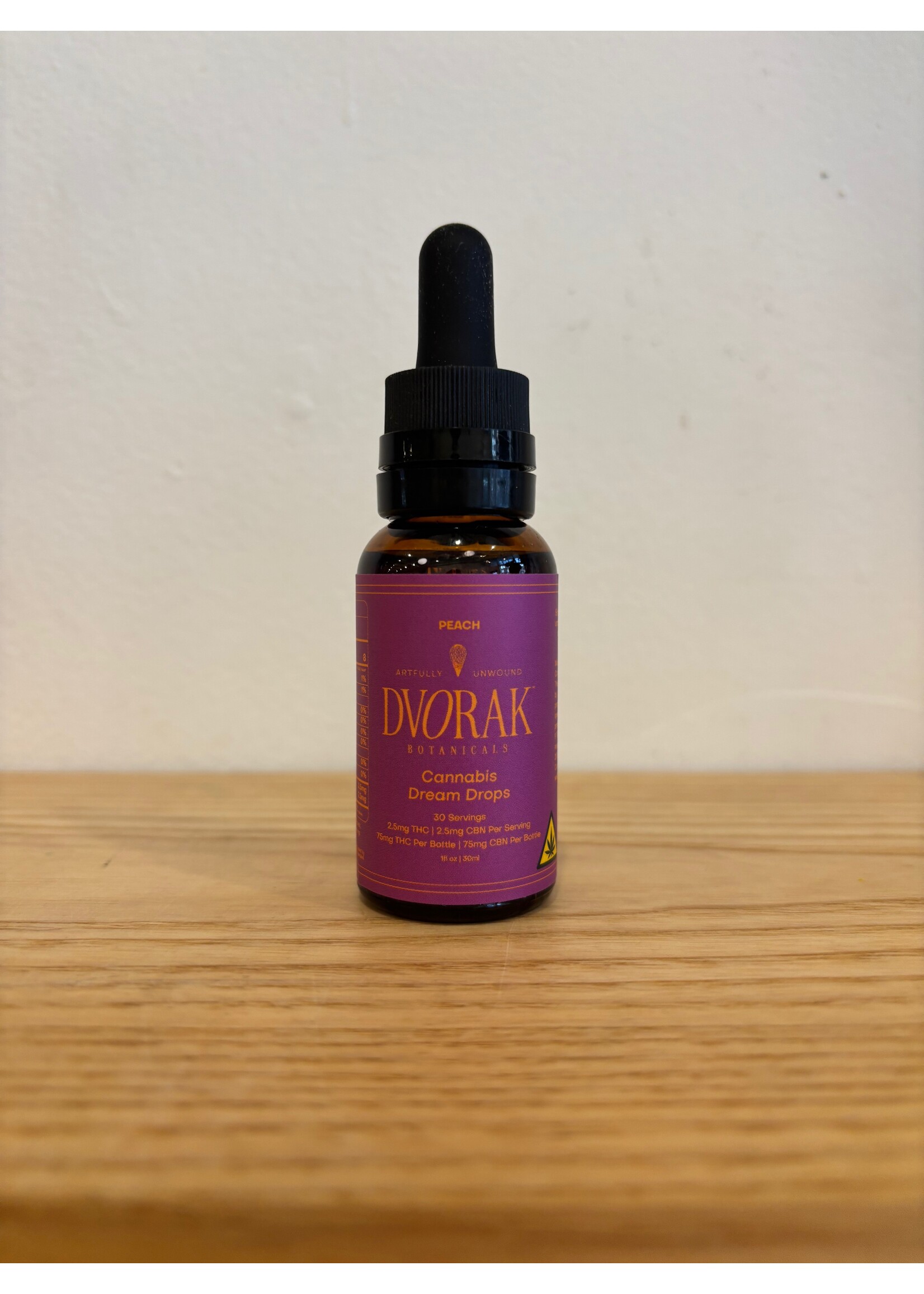 Dvorak Dvorak Botanicals Peach Cannabis Dream Drops 2.5mg THC/CBN
