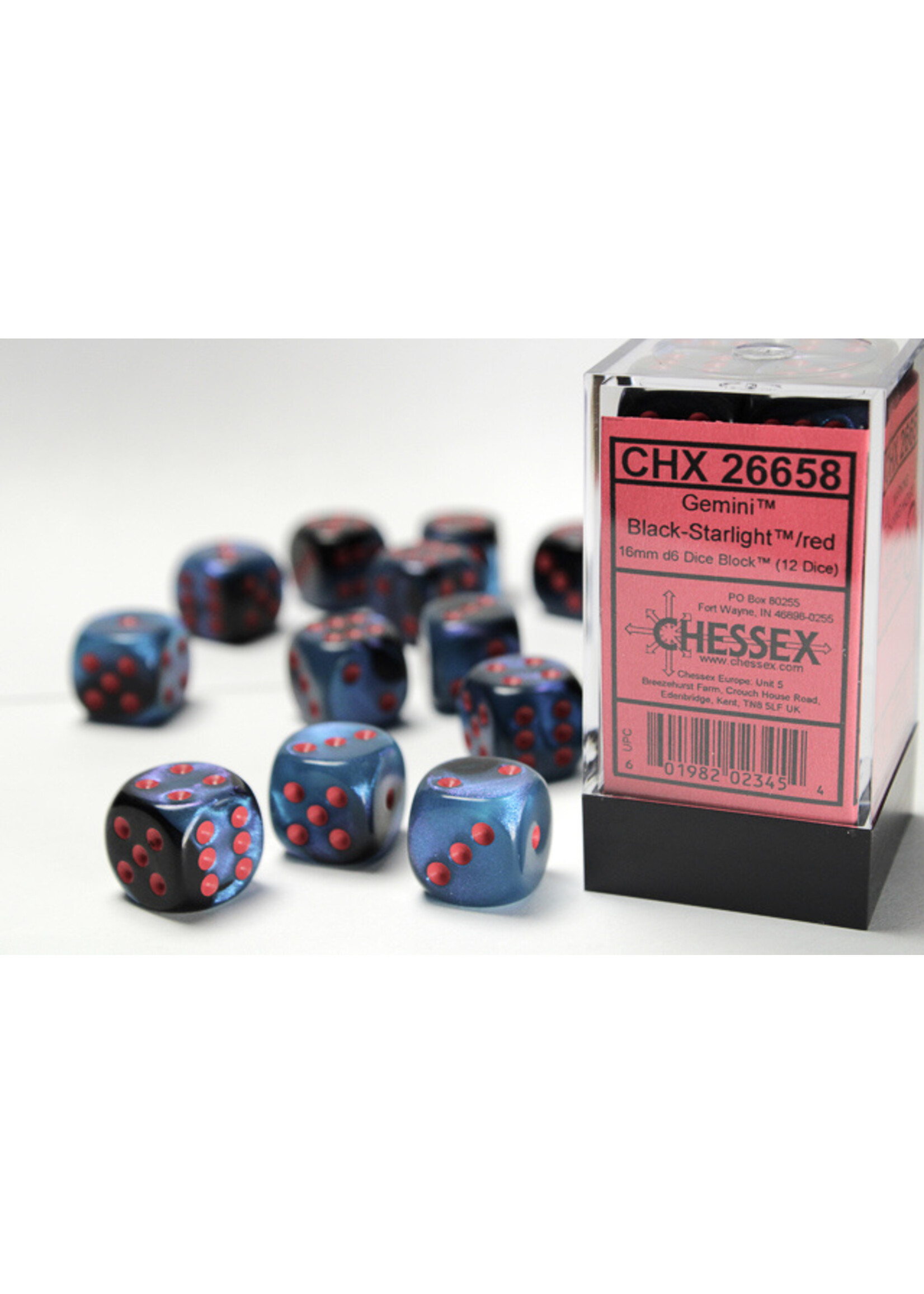 Chessex GMNI 12d6 black-starlight/red