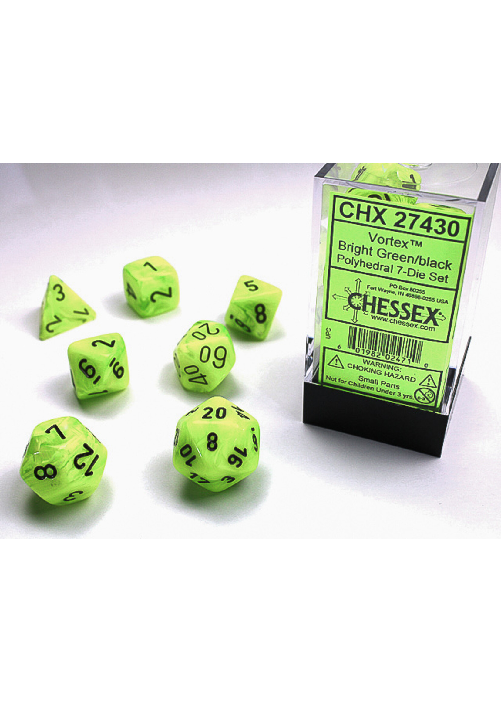 Chessex VRTX 7die bright green/black