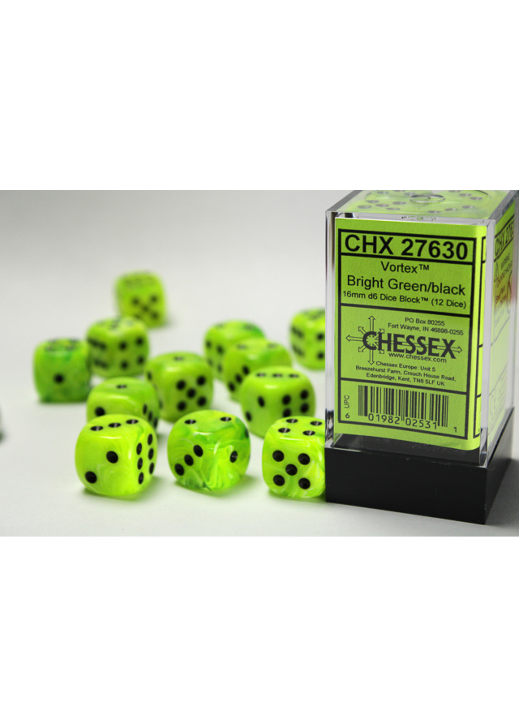 Chessex VRTX 12d6 bright green/black