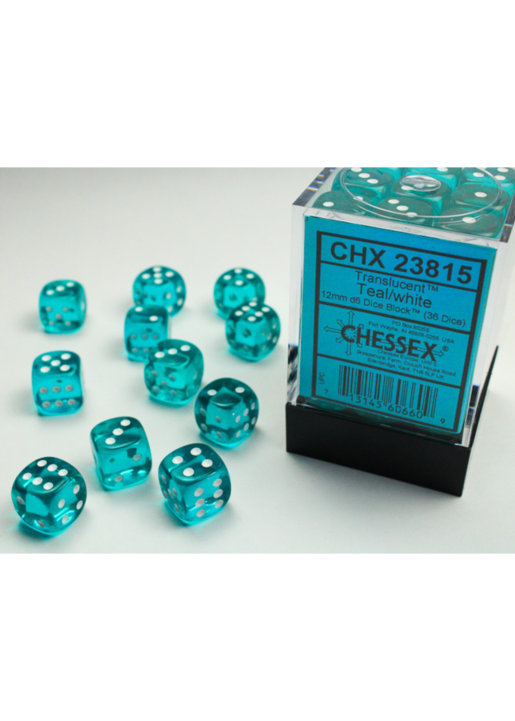 Chessex TRAN 36d6 teal/white