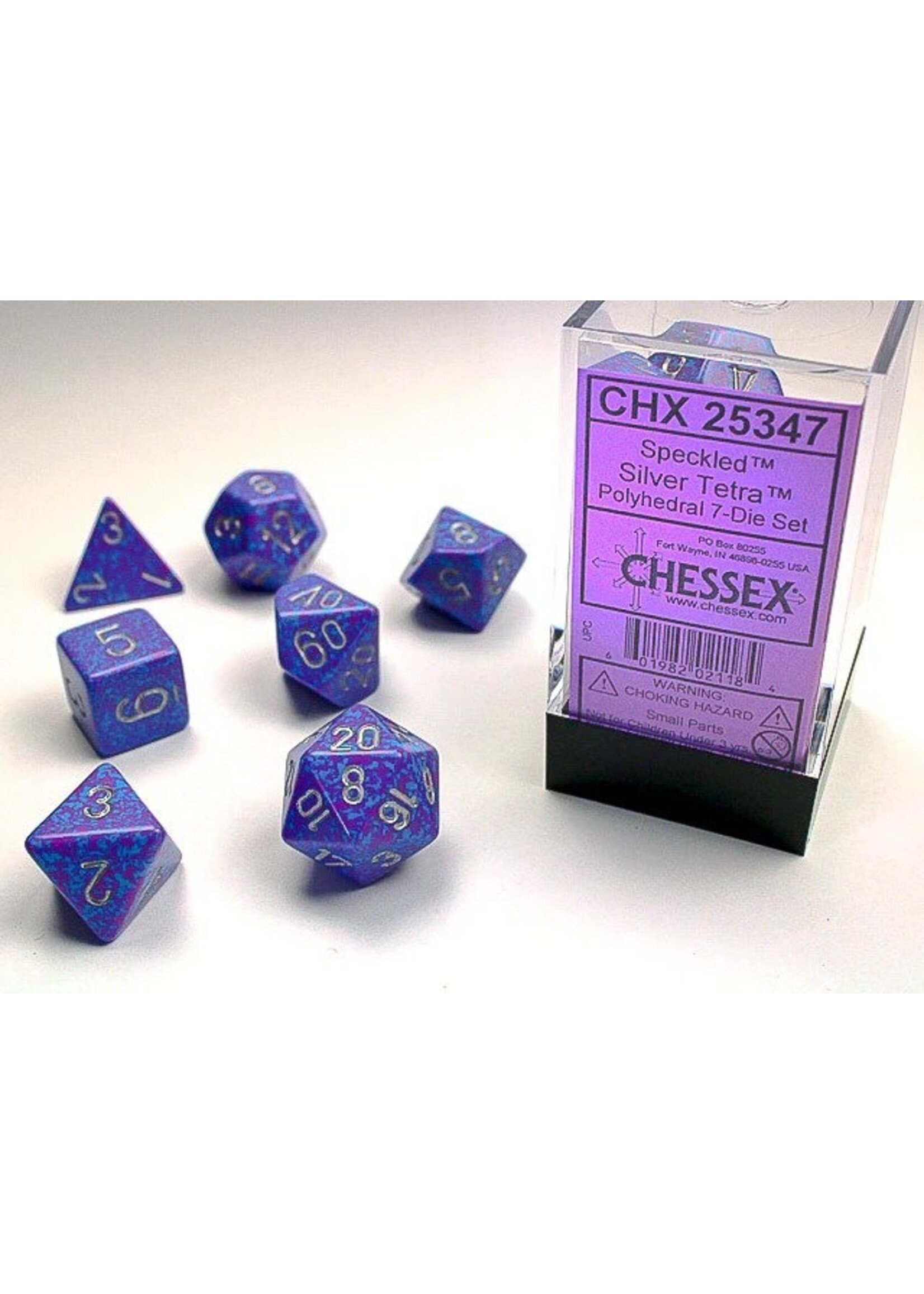 Chessex SPKL 7die silver tetra