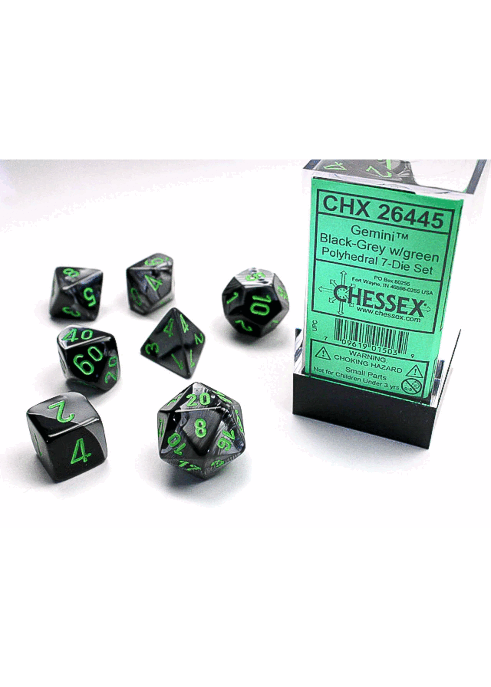 Chessex GMNI 7die black-grey/green