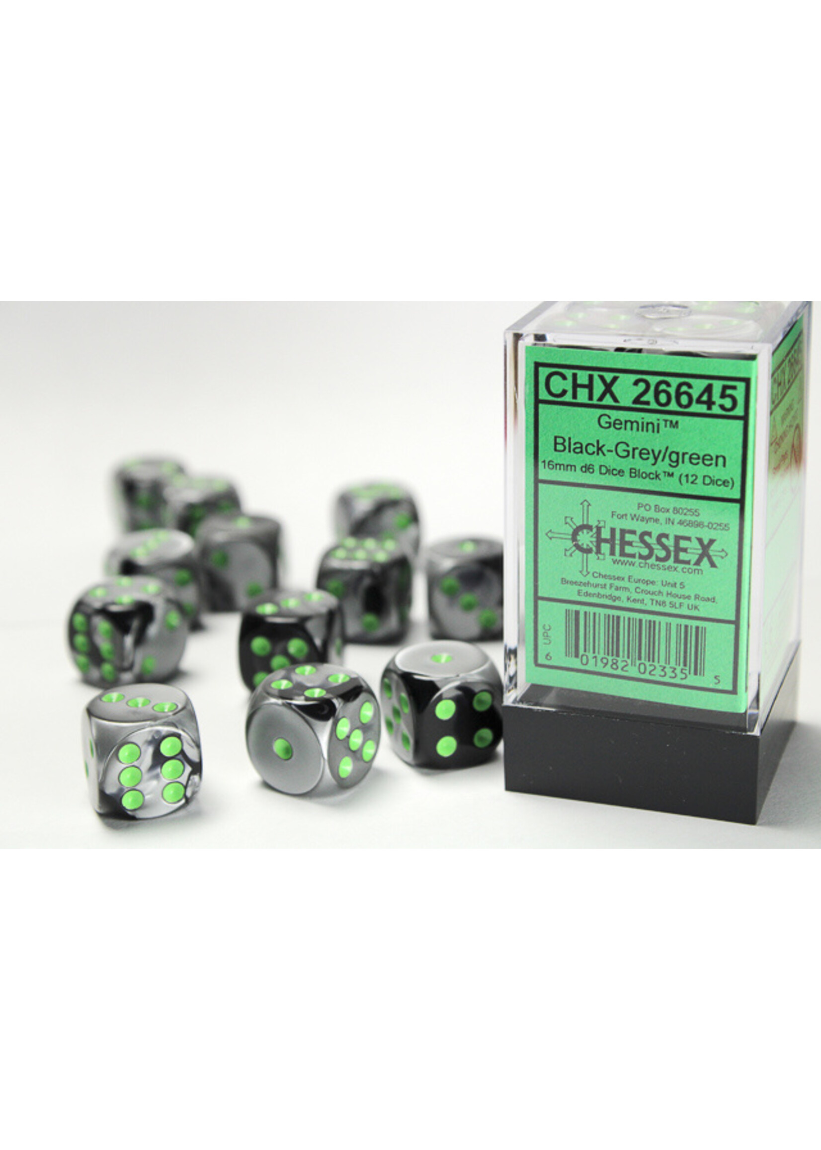 Chessex GMNI 12d6 black-grey/green