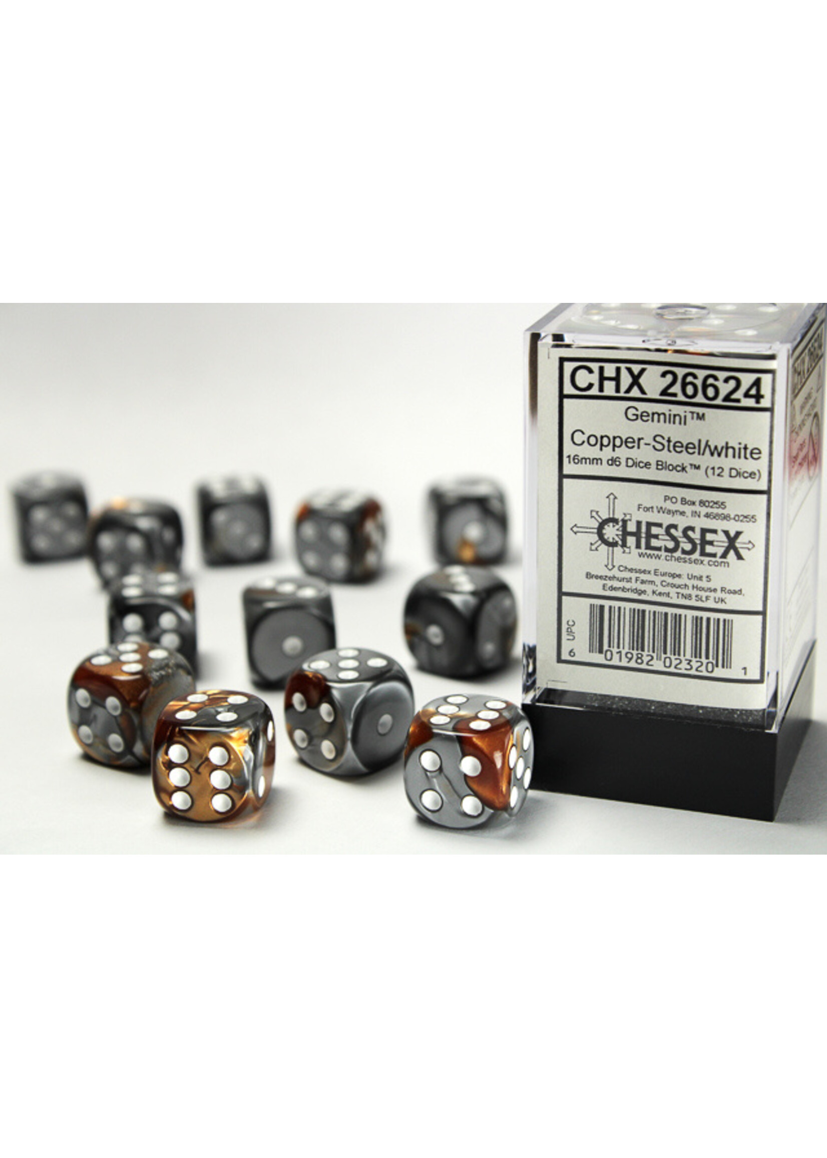 Chessex GMNI 12d6 copper-steel/white