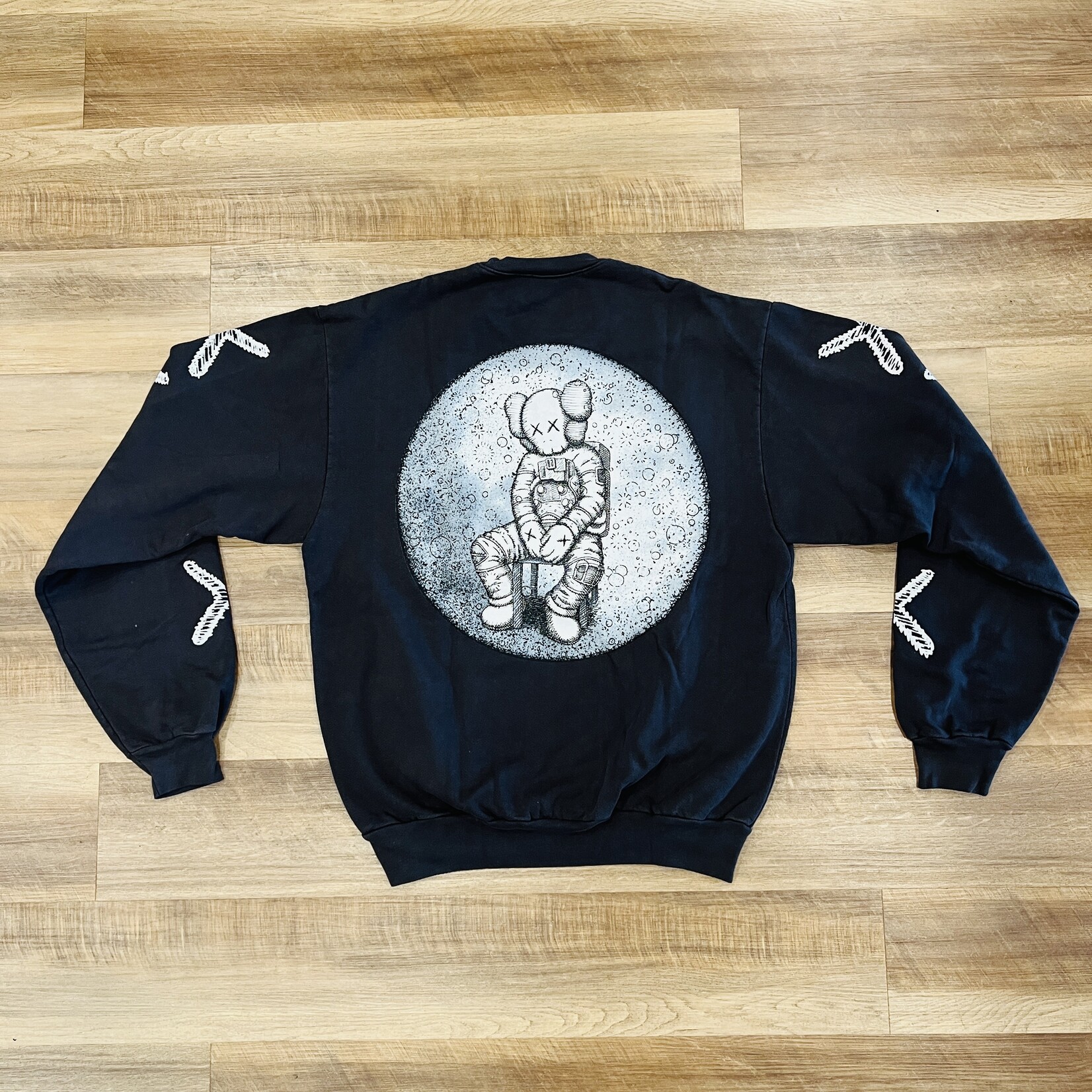 KAWS For Kid Cudi Moon Man Back Print Crewneck Sweatshirt Vintage