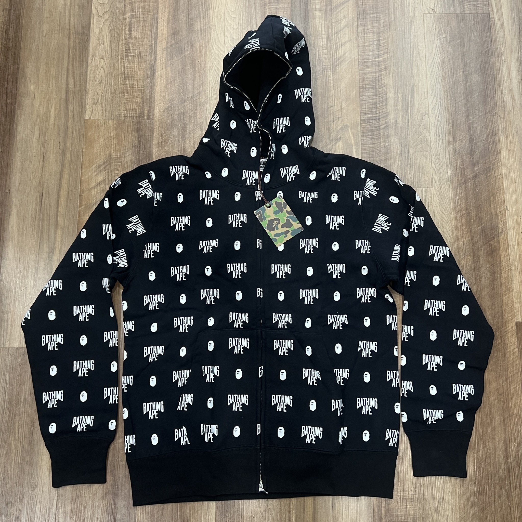 BAPE All Over Print Full Zip Up Jacket Black Holy Ground Sneaker Shop Buy Sell Trade Sneakers
