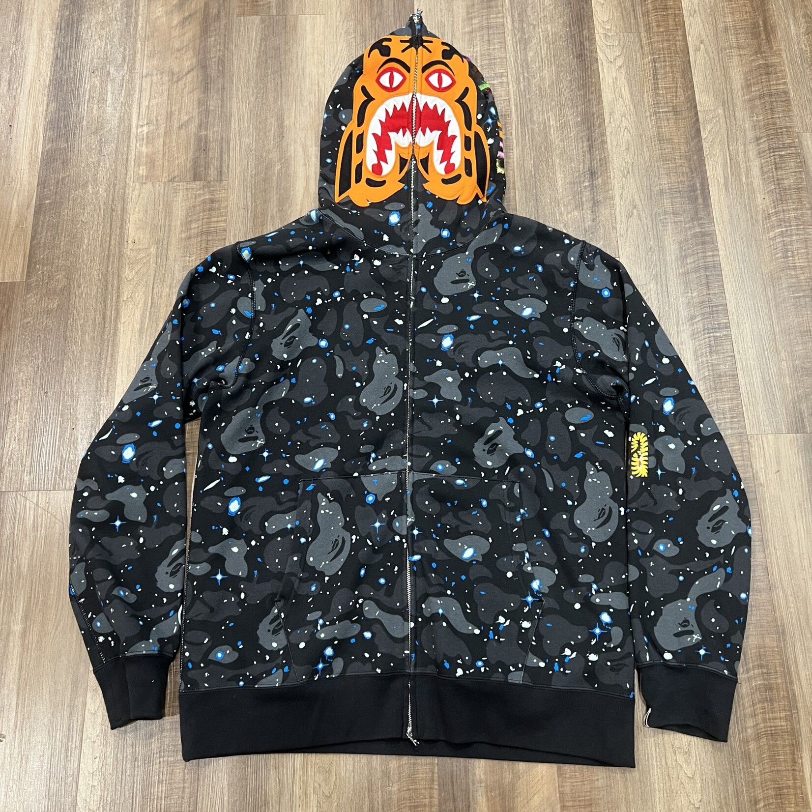 BAPE Space Camo Tiger Full Zip Hoodie Black Holy Ground Sneaker Shop Buy Sell Trade Sneakers