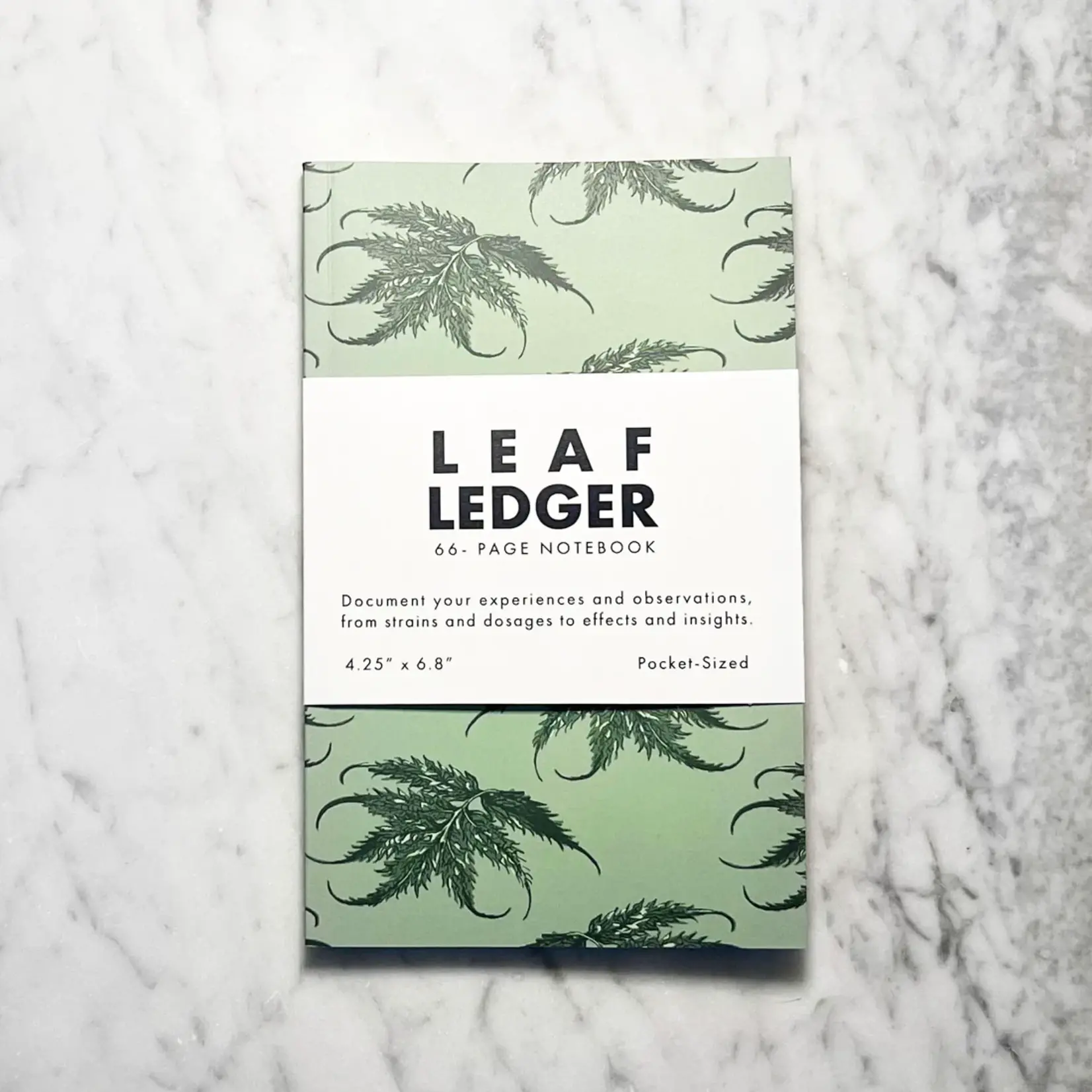 Set and Setting Stationary Leaf Ledger Pocket-Sized Notebook -sage