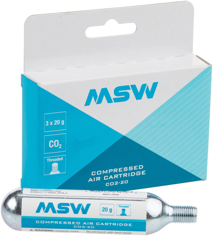 MSW CO2-20 Compressed Air CO2 Cartridge - 20g, Threaded, 3 Pack