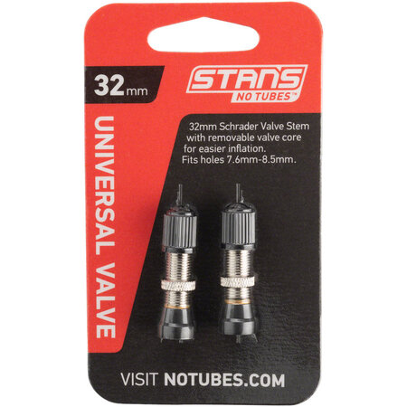 STANS tan's NoTubes Brass Valve Stems - 32mm, Universal Schrader, Pair