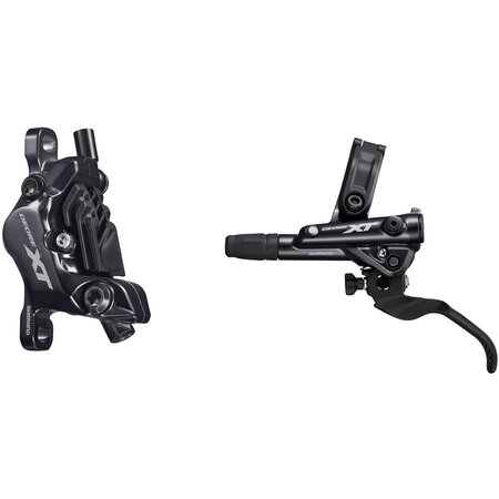 SHIMANO Front Shimano Deore XT BL-M8100/BR-M8120 Disc Brake and Lever - 4-Piston, Finned Pads, I-SPEC EV Clamp Band, Black
