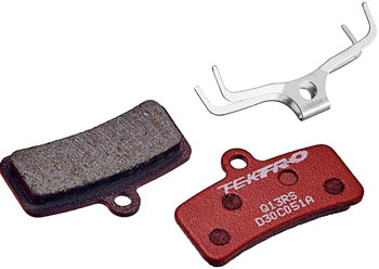 TEKTRO Tektro Q13RS Disc Brake Pad - Resin, 5mm Thickness, For 4-Piston Brake Calipers, Red