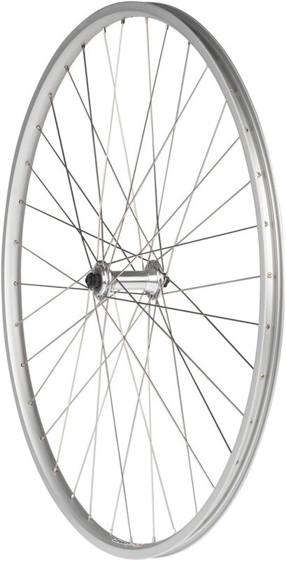 27", QR x 100mm, Rim Brake, Silver, Clincher Front Wheel