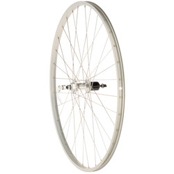 700, QR x 130mm, Rim Brake, HG 10, Silver, Clincher  Rear Wheel
