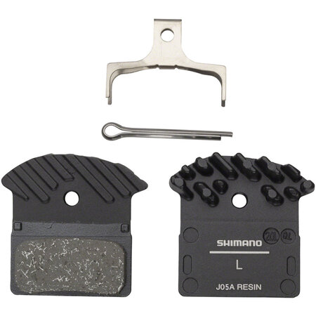 SHIMANO Shimano J05A-RF Disc Brake Pad and Spring - Resin Compound, Finned Aluminum Back Plate