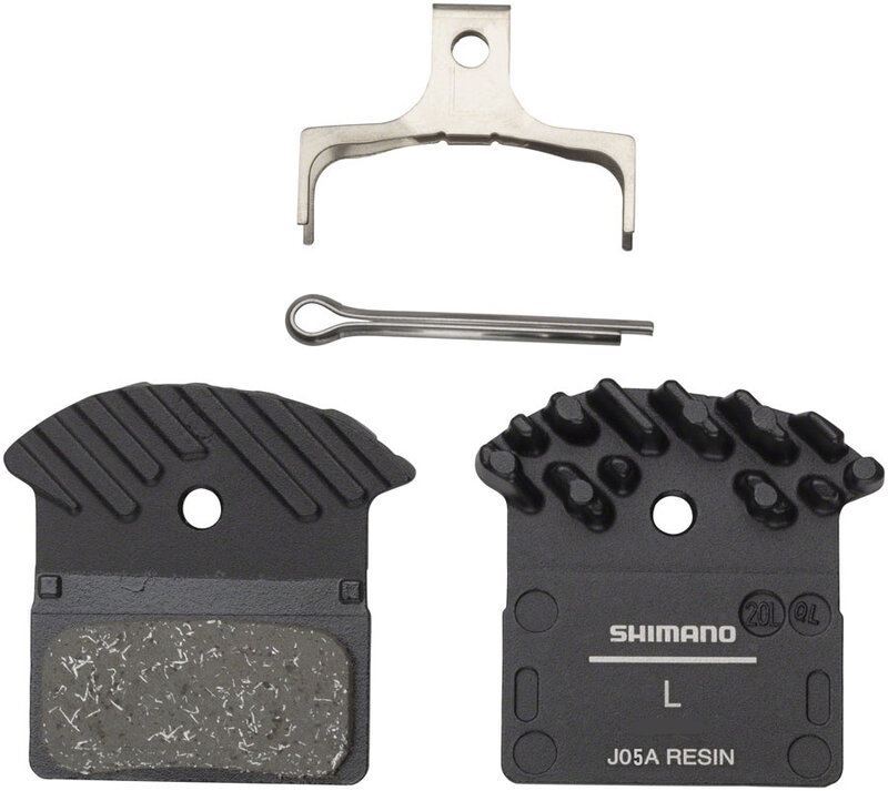 SHIMANO Shimano J05A-RF Disc Brake Pad and Spring - Resin Compound, Finned Aluminum Back Plate