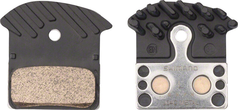 SHIMANO Shimano J04C-MF Disc Brake Pads and Springs - Metal Compound, Finned Alloy and Stainless Steel Back Plate