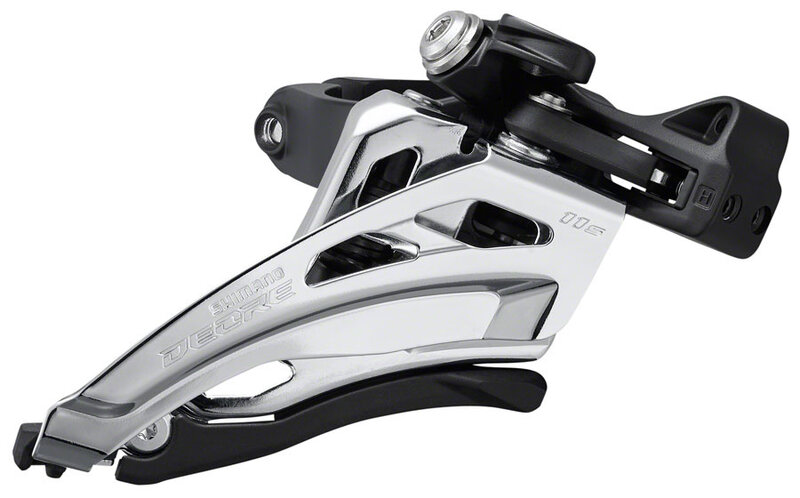 SHIMANO Shimano Deore FD-M5100-M Front Derailleur - 11-Speed, Double, Mid Clamp, Front Pull, Clamp Band, Black/Silver