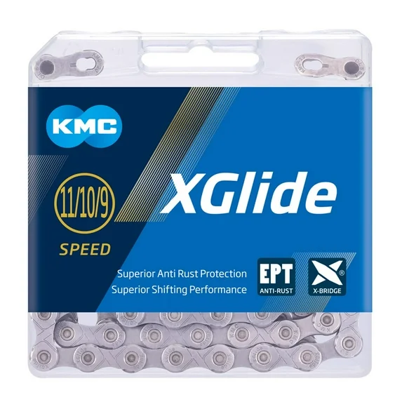 KMC KMC XGlide Chain - 9/10/11-Speed, 126L, Optimized for Shimano CUES Drivetrain, Gray