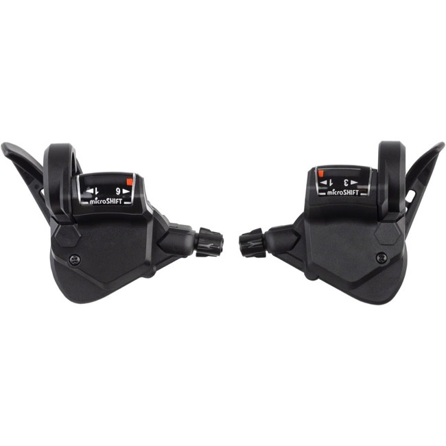 MICROSHIFT microSHIFT T38 Thumb-Tap Shifter Set, 3x6-Speed, Triple, Optical Gear Indicator, Shimano Compatible
