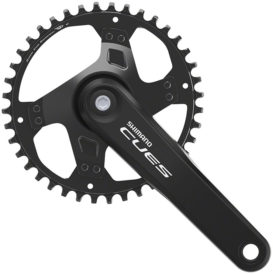 SHIMANO Shimano CUES FC-U4000-1 Crankset - 175mm, 9/10/11-Speed, 40t, Riveted, Square Taper JIS Spindle Interface, Black